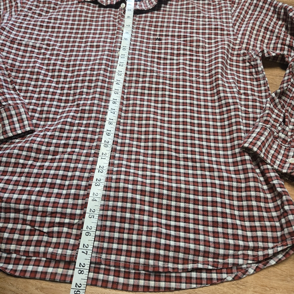 American Eagle Outfitters Red, Navy Blue, And White Casual Button Down Shirt - Picture 5 of 6